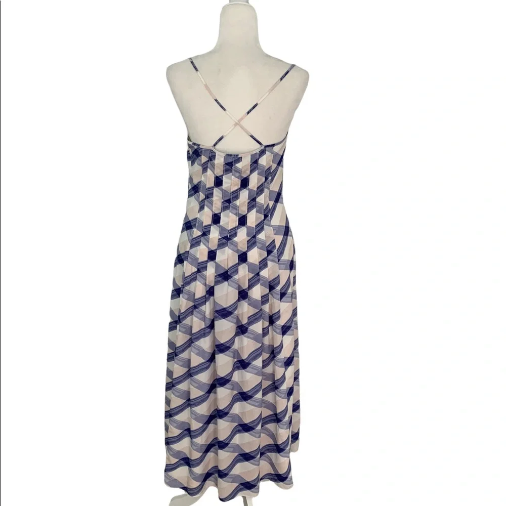 Banana Republic Blue and White Criss Cross Print Strappy Midi Dress | Size 6 - Picture 9 of 12